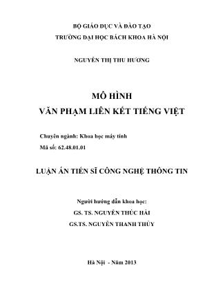 Luận án Mô hình văn phạm liên kết tiếng Việt