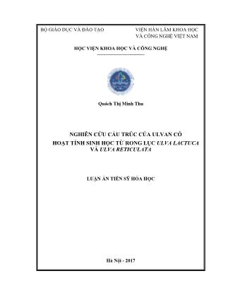 Luận án Nghiên cứu cấu trúc của ulvan có hoạt tính sinh học từ rong lục Ulva Lactuca và Ulva Reticulata