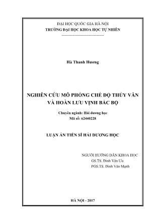 Luận án Nghiên cứu mô phỏng chế độ thủy văn và hoàn lưu vịnh Bắc Bộ