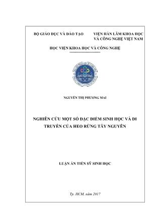 Luận án Nghiên cứu một số đặc điểm sinh học và di truyền của heo rừng Tây Nguyên