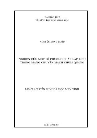 Luận án Nghiên cứu một số phương pháp lập lịch trong mạng chuyển mạch chùm quang
