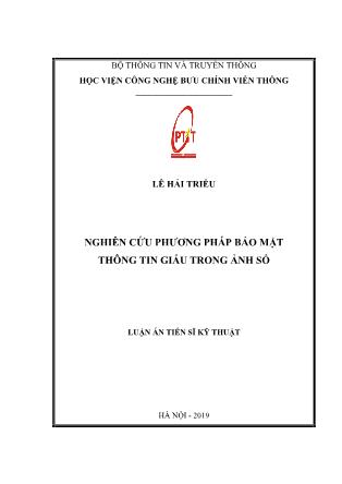 Luận án Nghiên cứu phương pháp bảo mật thông tin giấu trong ảnh số