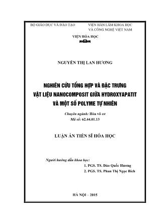 Luận án Nghiên cứu tổng hợp và đặc trưng vật liệu nanocomposit giữa hydroxyapatit và một số polyme tự nhiên