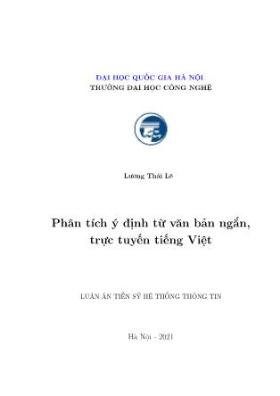 Luận án Phân tích ý định từ văn bản ngắn, trực tuyến tiếng Việt