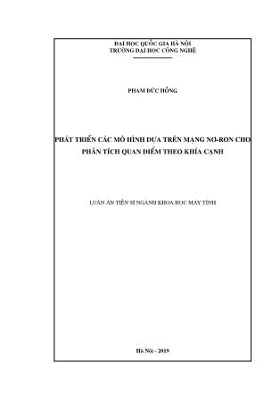 Luận án Phát triển các mô hình dựa trên mạng nơ-ron cho phân tích quan điểm theo khía cạnh