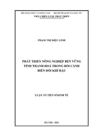 Luận án Phát triển nông nghiệp bền vững tỉnh Thanh Hoá trong bối cảnh biến đổi khí hậu