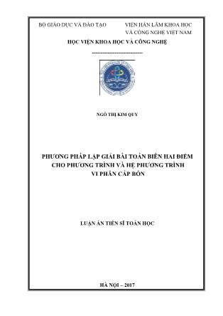Luận án Phương pháp lặp giải bài toán biên hai điểm cho phương trình và hệ phương trình vi phân cấp bốn