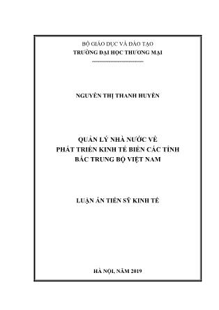 Luận án Quản lý nhà nước về phát triển kinh tế biển các tỉnh Bắc Trung Bộ Việt Nam