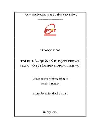 Luận án Tối ưu hóa quản lý di động trong mạng vô tuyến hỗn hợp đa dịch vụ