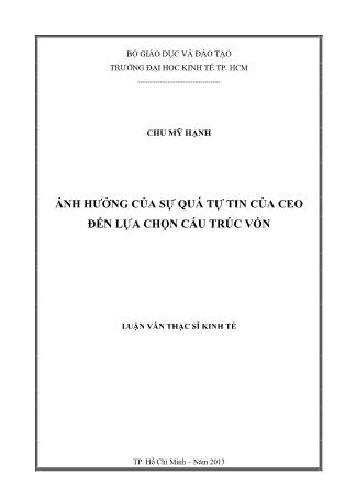 Luận văn Ảnh hưởng của sự quá tự tin của CEO đến lựa chọn cấu trúc vốn