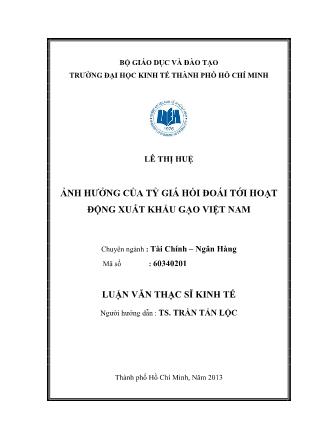 Luận văn Ảnh hưởng của tỷ giá hối đoái tới hoạt động xuất khẩu gạo Việt Nam