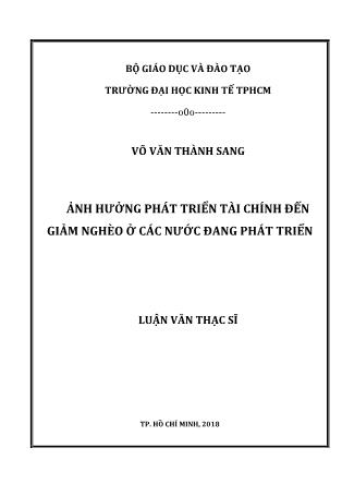 Luận văn Ảnh hưởng phát triển tài chính đến giảm nghèo ở các nước đang phát triển