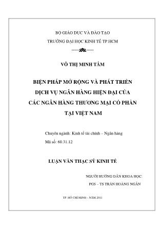 Luận văn Biện pháp mở rộng và phát triển dịch vụ ngân hàng hiện đại của các ngân hàng thương mại cổ phần tại Việt Nam