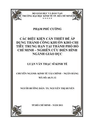 Luận văn Các điều kiện cần thiết để áp dụng thành công khuôn khổ chi tiêu trung hạn tại thành phố Hồ Chí Minh – Nghiên cứu điển hình ngành Giáo dục
