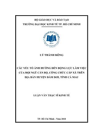 Luận văn Các yếu tố ảnh hưởng đến động lực làm việc của đội ngũ cán bộ, công chức cấp xã trên địa bàn huyện Đầm Dơi, tỉnh Cà Mau