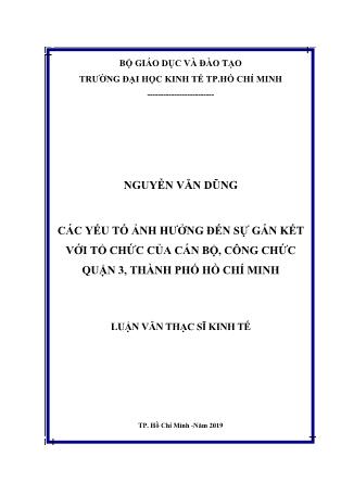 Luận văn Các yếu tố ảnh hưởng đến sự gắn kết với tổ chức của cán bộ, công chức Quận 3, thành phố Hồ Chí Minh