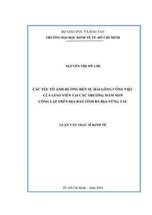 Luận văn Các yếu tố ảnh hưởng đến sự hài lòng công việc của giáo viên tại các trường Mầm non công lập trên địa bàn tỉnh Bà Rịa - Vũng Tàu