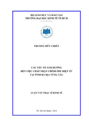 Luận văn Các yếu tố ảnh hưởng đến việc chấp nhận chính phủ điện tử tại tỉnh Bà Rịa - Vũng Tàu
