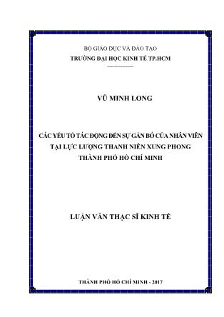 Luận văn Các yếu tố tác động đến sự gắn bó của nhân viên tại lực lượng thanh niên xung phong thành phố Hồ Chí Minh