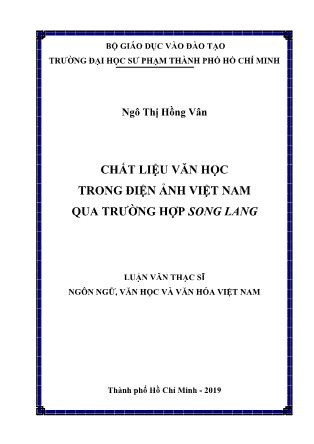 Luận văn Chất liệu văn học trong điện ảnh Việt Nam qua trường hợp Song lang