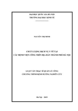 Luận văn Chất lượng dịch vụ y tế tại các bệnh viện công trên địa bàn thành phố Hà Nội