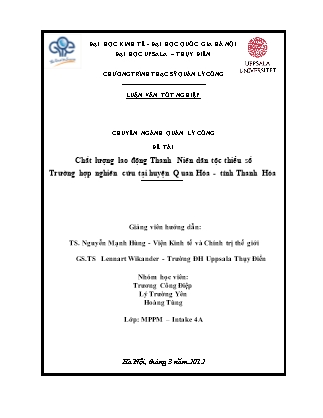 Luận văn Chất lượng lao động Thanh Niên dân tộc thiểu số - Trường hợp nghiên cứu tại huyện Quan Hóa - Tỉnh Thanh Hóa