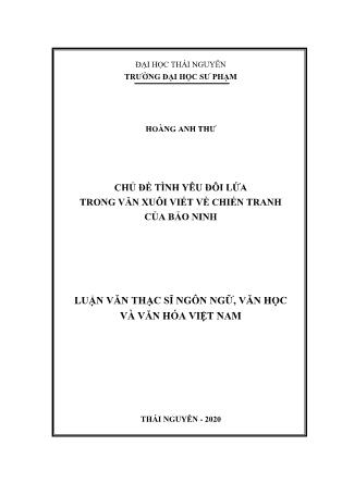 Luận văn Chủ đề tình yêu đôi lứa trong văn xuôi viết về chiến tranh của Bảo Ninh