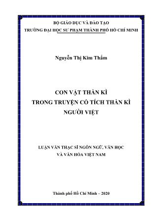 Luận văn Con vật thần kì trong truyện cổ tích thần kì người Việt