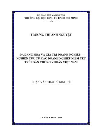 Luận văn Đa dạng hóa và giá trị doanh nghiệp – Nghiên cứu từ các doanh nghiệp niêm yết trên sàn chứng khoán Việt Nam