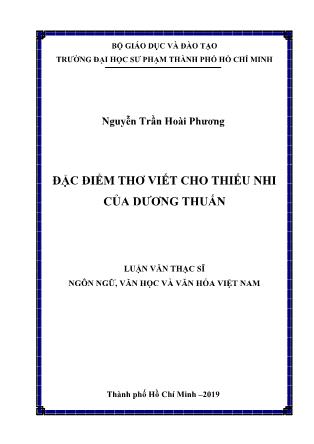 Luận văn Đặc điểm thơ viết cho thiếu nhi của Dương Thuấn