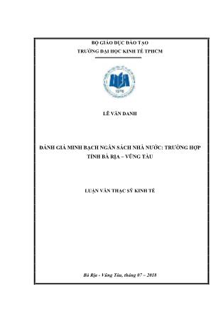 Luận văn Đánh giá minh bạch ngân sách nhà nước: Trường hợp tỉnh Bà Rịa - Vũng Tàu