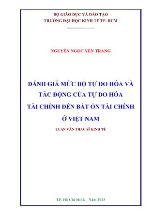 Luận văn Đánh giá mức độ tự do hóa và tác động của tự do hóa tài chính đến bất ổn tài chính ở Việt Nam