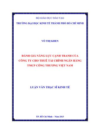 Luận văn Đánh giá năng lực cạnh tranh của công ty cho thuê tài chính Ngân hàng TMCP Công thương Việt Nam