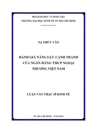 Luận văn Đánh giá năng lực cạnh tranh của Ngân hàng Thương mại Cổ phần Ngoại thương Việt Nam