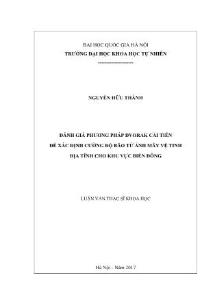Luận văn Đánh giá phương pháp Dvorak cải tiến để xác định cường độ bão từ ảnh mây vệ tinh địa tĩnh cho khu vực biển Đông