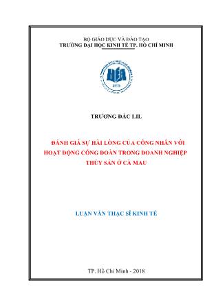 Luận văn Đánh giá sự hài lòng của công nhân với hoạt động công đoàn trong doanh nghiệp thủy sản ở Cà Mau