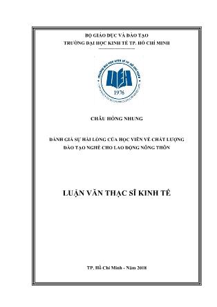 Luận văn Đánh giá sự hài lòng của học viên về chất lượng đào tạo nghề cho lao động nông thôn