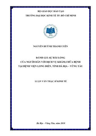 Luận văn Đánh giá sự hài lòng của người dân đối với dịch vụ khám, chữa bệnh tại Bệnh viện huyện Long Điền
