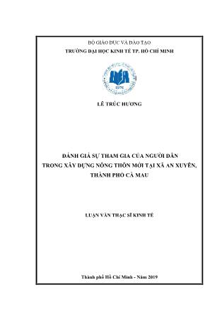 Luận văn Đánh giá sự tham gia của người dân trong xây dựng nông thôn mới tại xã An Xuyên, thành phố Cà Mau