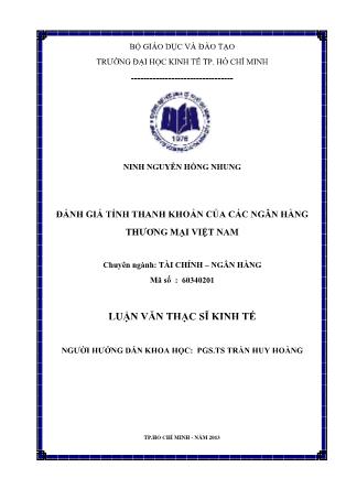 Luận văn Đánh giá tính thanh khoản của các Ngân hàng thương mại Việt Nam