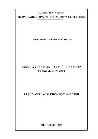 Luận văn Đánh giá về an toàn giao thức định tuyến trong mạng MANET