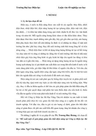 Luận văn Đề xuất một số giải pháp giảm tổn thất điện năng tại Công ty Điện lực Bà Rịa - Vũng Tàu