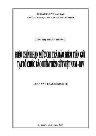 Luận văn Điều chỉnh hạn mức chi trả bảo hiểm tiền gửi tại Tổ chức bảo hiểm tiền gửi Việt Nam – DIV