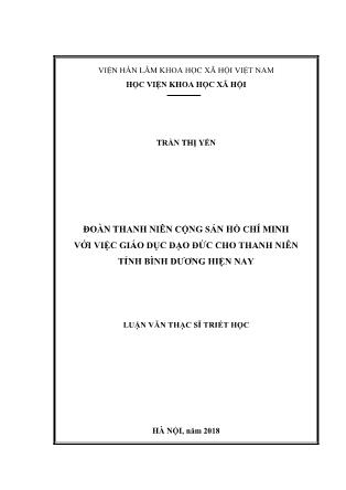 Luận văn Đoàn thanh niên Cộng sản Hồ Chí Minh với việc giáo dục đạo đức cho thanh niên tỉnh Bình Dương hiện nay