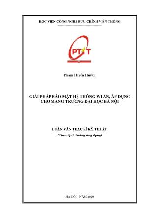 Luận văn Giải pháp bảo mật hệ thống WLAN, áp dụng cho mạng trường Đại học Hà Nội