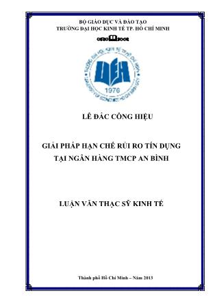 Luận văn Giải pháp hạn chế rủi ro tín dụng tại Ngân hàng TMCP An Bình