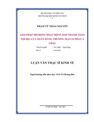 Luận văn Giải pháp mở rộng hoạt động bao thanh toán nội địa của Ngân hàng Thương mại cổ phần Á Châu