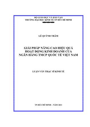 Luận văn Giải pháp nâng cao hiệu quả hoạt động kinh doanh của Ngân hàng TMCP Quốc tế Việt Nam