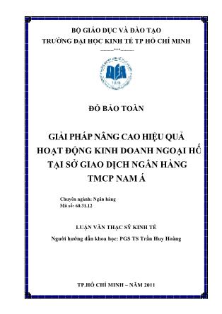 Luận văn Giải pháp nâng cao hiệu quả hoạt động kinh doanh ngoại hối tại sở giao dịch Ngân hàng TMCP Nam Á