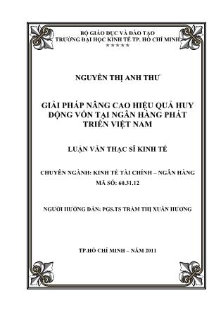 Luận văn Giải pháp nâng cao hiệu quả huy động vốn tại Ngân hàng phát triển Việt Nam